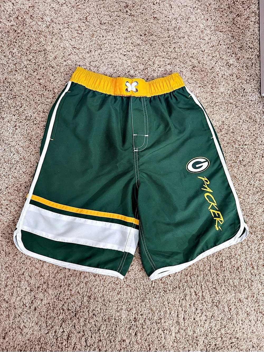 Team Apparel Boys Packers Swim Trunks Youth Medium